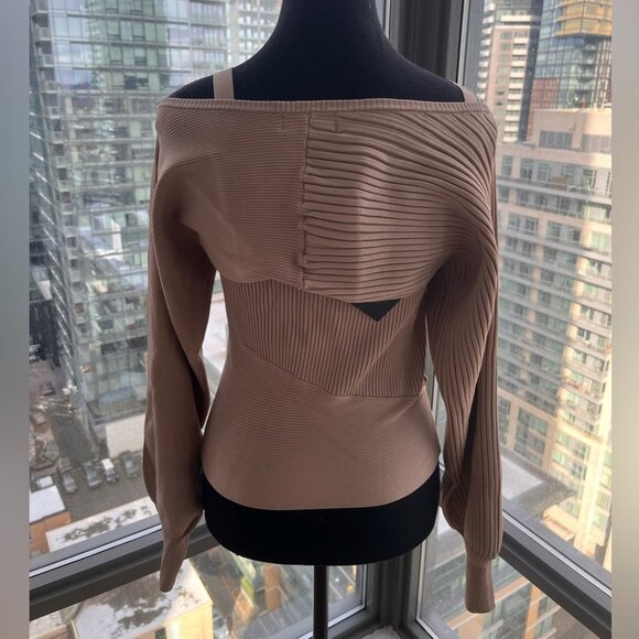 🆕 NICHOLAS 🧿 NWT Allison layered ribbed-knit top in Mushroom - SIZE M - Picture 6 of 12
